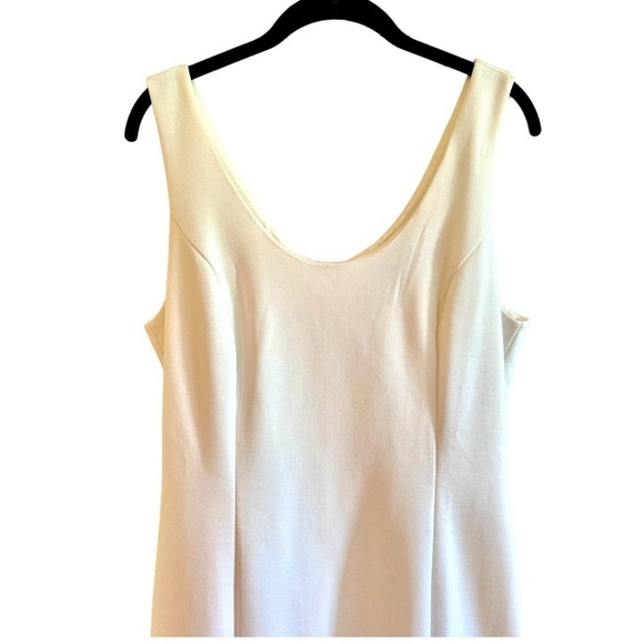 TINLEY ROAD, NWOT, WHITE SLEEVELESS DRESS WITH BLACK PENNEY LEATHER HEM. SIZE L - Picture 2 of 6